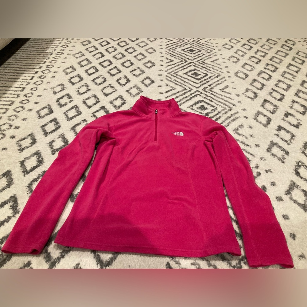 Women the north face base layer fleece pink quarter zip 1/4 sweatshirt shirt s